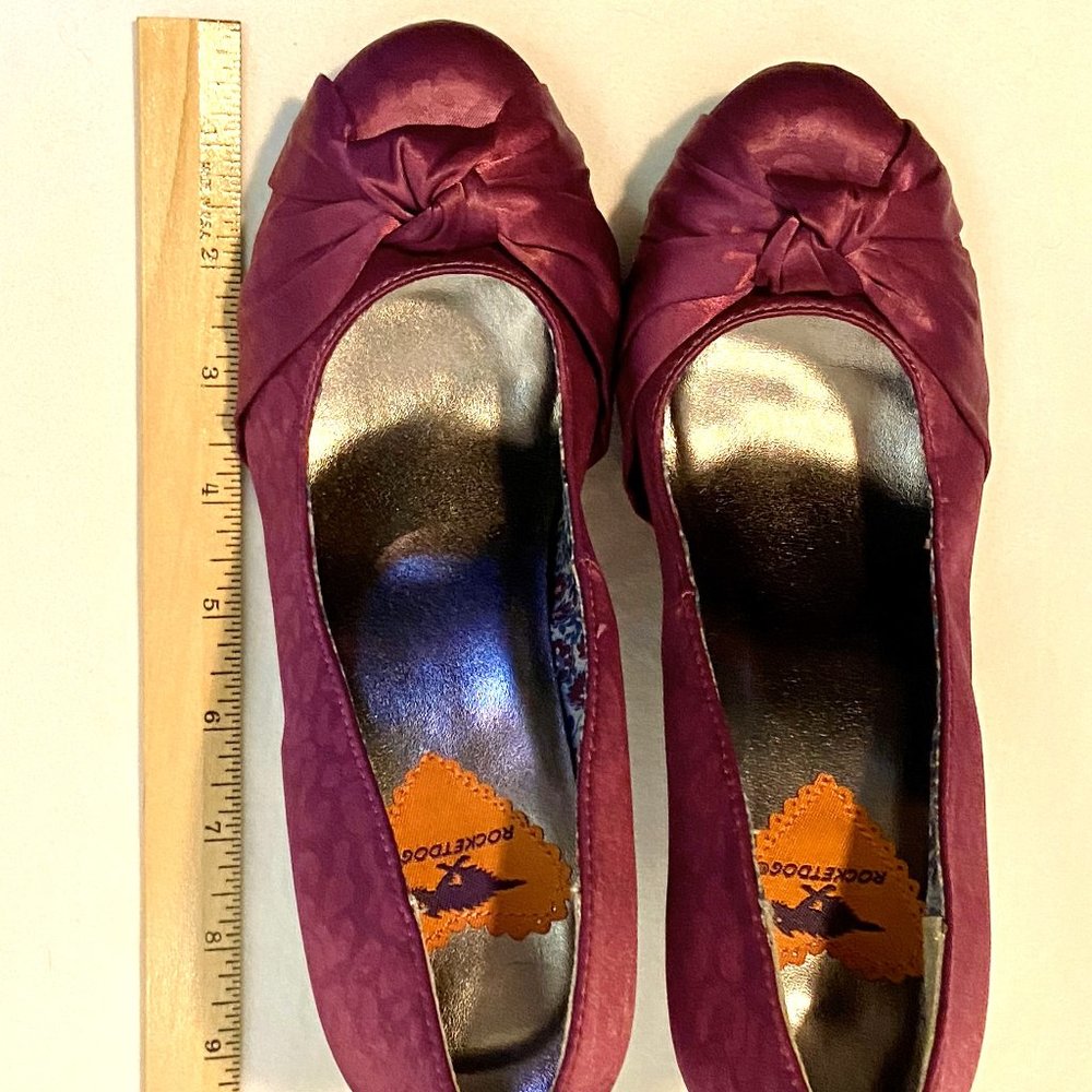 Rocket Dog Satin Leopard Print Knotted Low Toe Heeled Pump Purple Tonal 6.5M - Picture 12 of 13